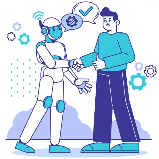 A human talking to AI in natural language